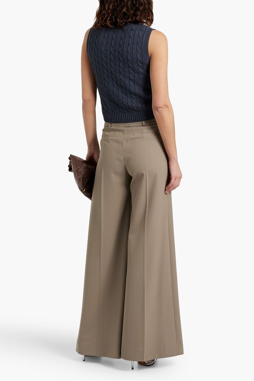 BRUNELLO CUCINELLI Sequin-embellished cable-knit cotton-blend top