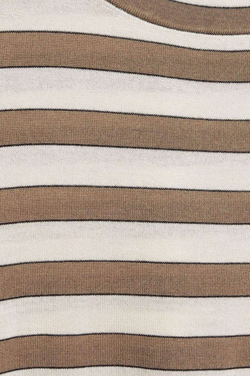 BRUNELLO CUCINELLI Striped cashmere and silk-blend top