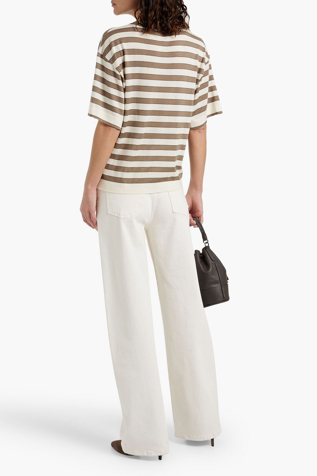 BRUNELLO CUCINELLI Striped cashmere and silk-blend top