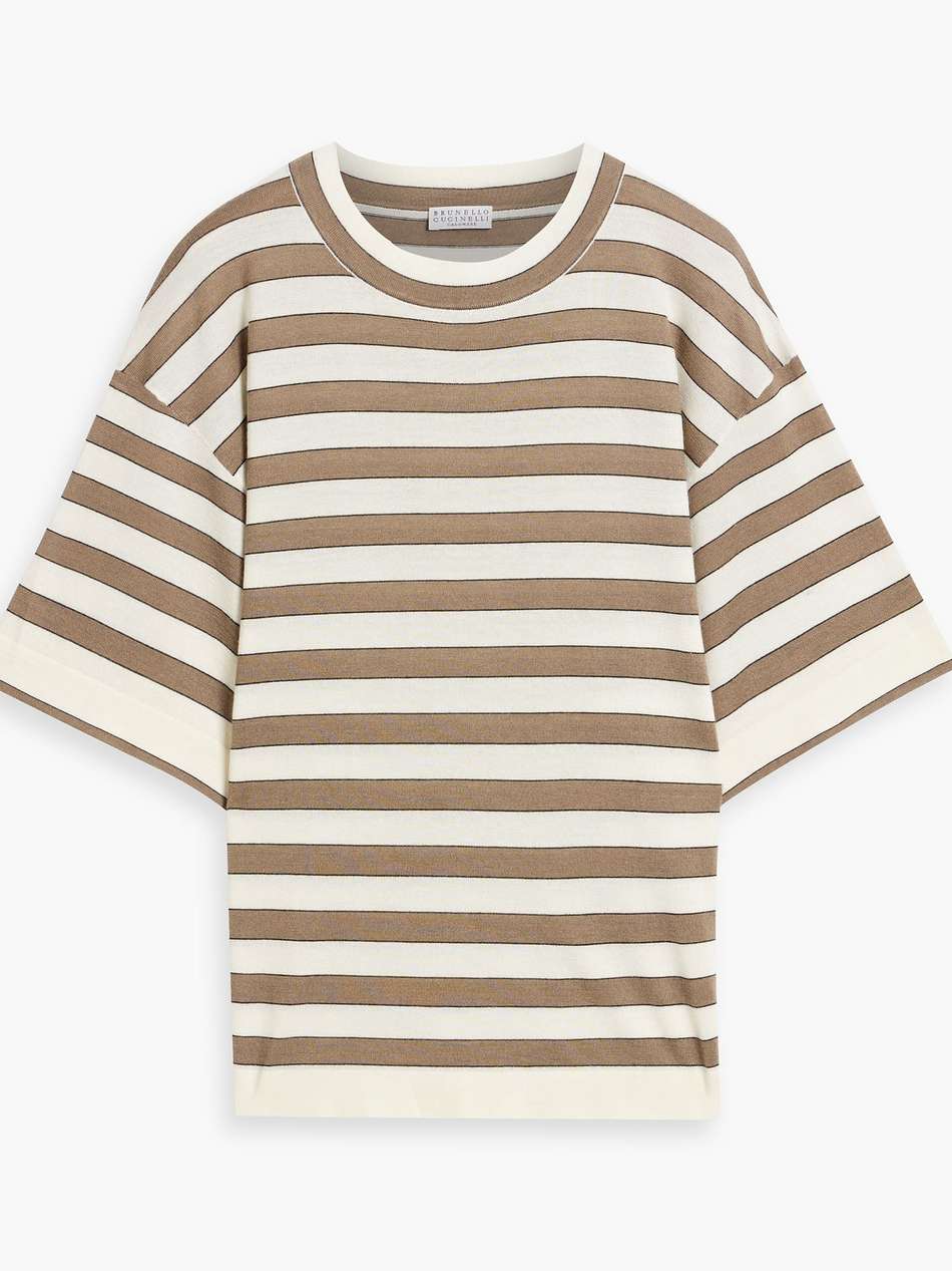 striped cashmere and silk-blend top