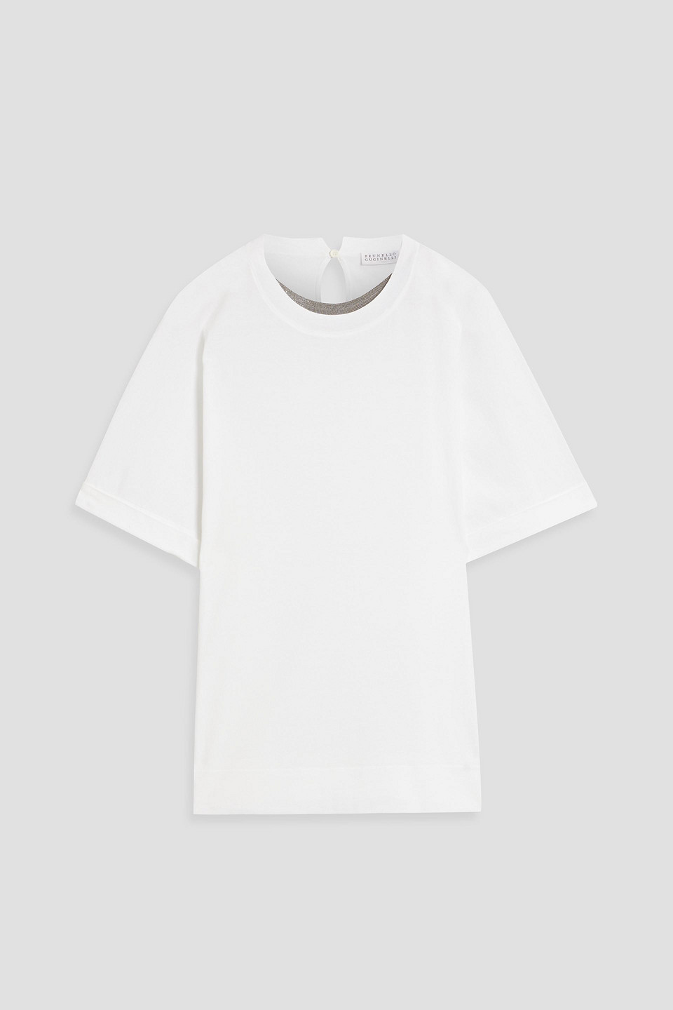 Brunello Cucinelli Bead-embellished Cotton-jersey T-shirt In White