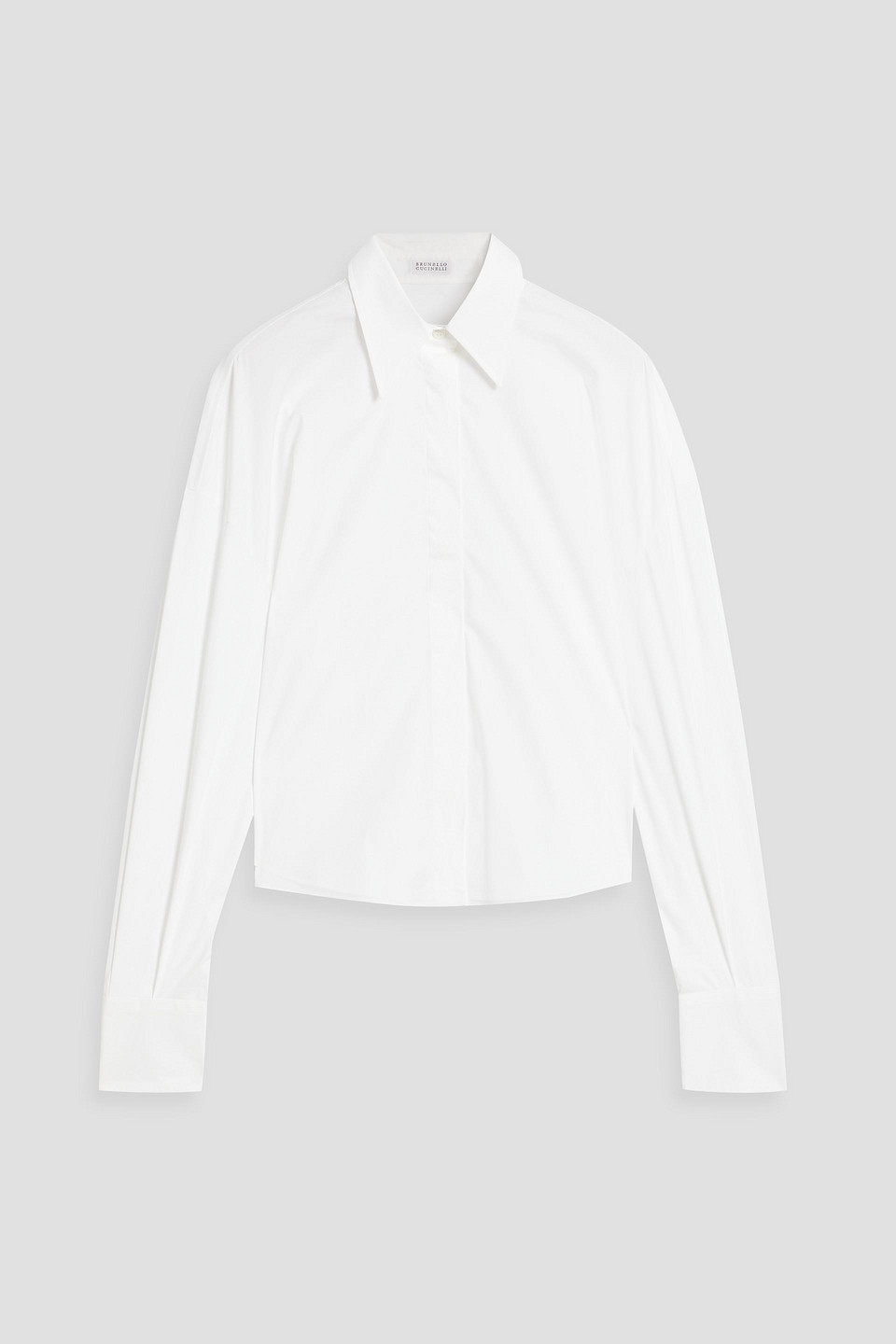 Brunello Cucinelli Bead-embellished Cotton-blend Poplin Shirt In White