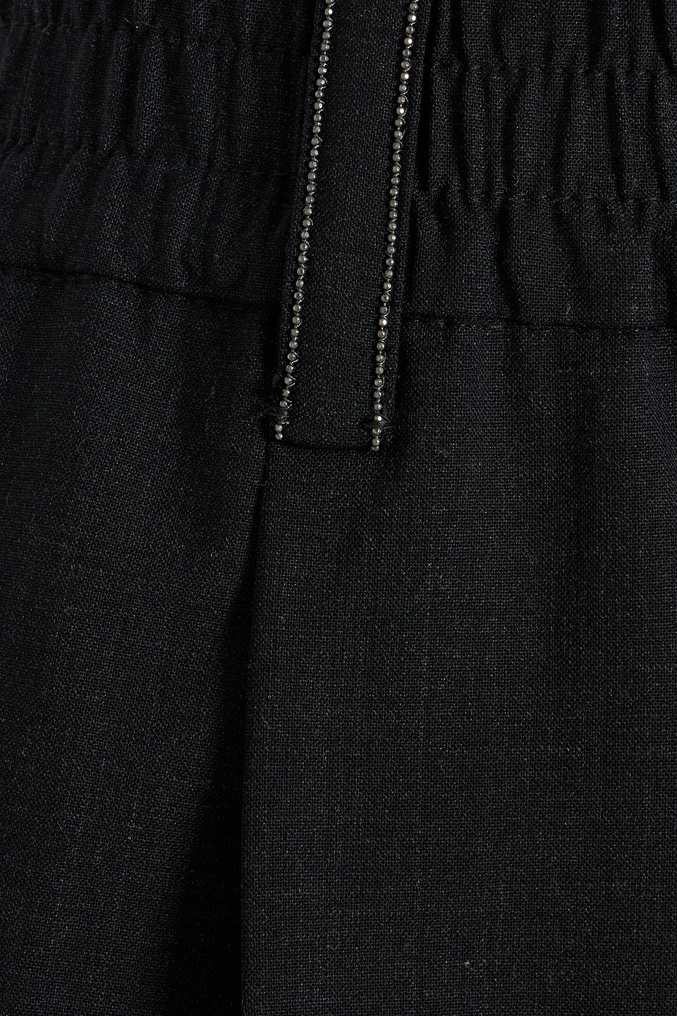 Brunello Cucinelli Bead-embellished Wool-blend Tapered Pants In Charcoal