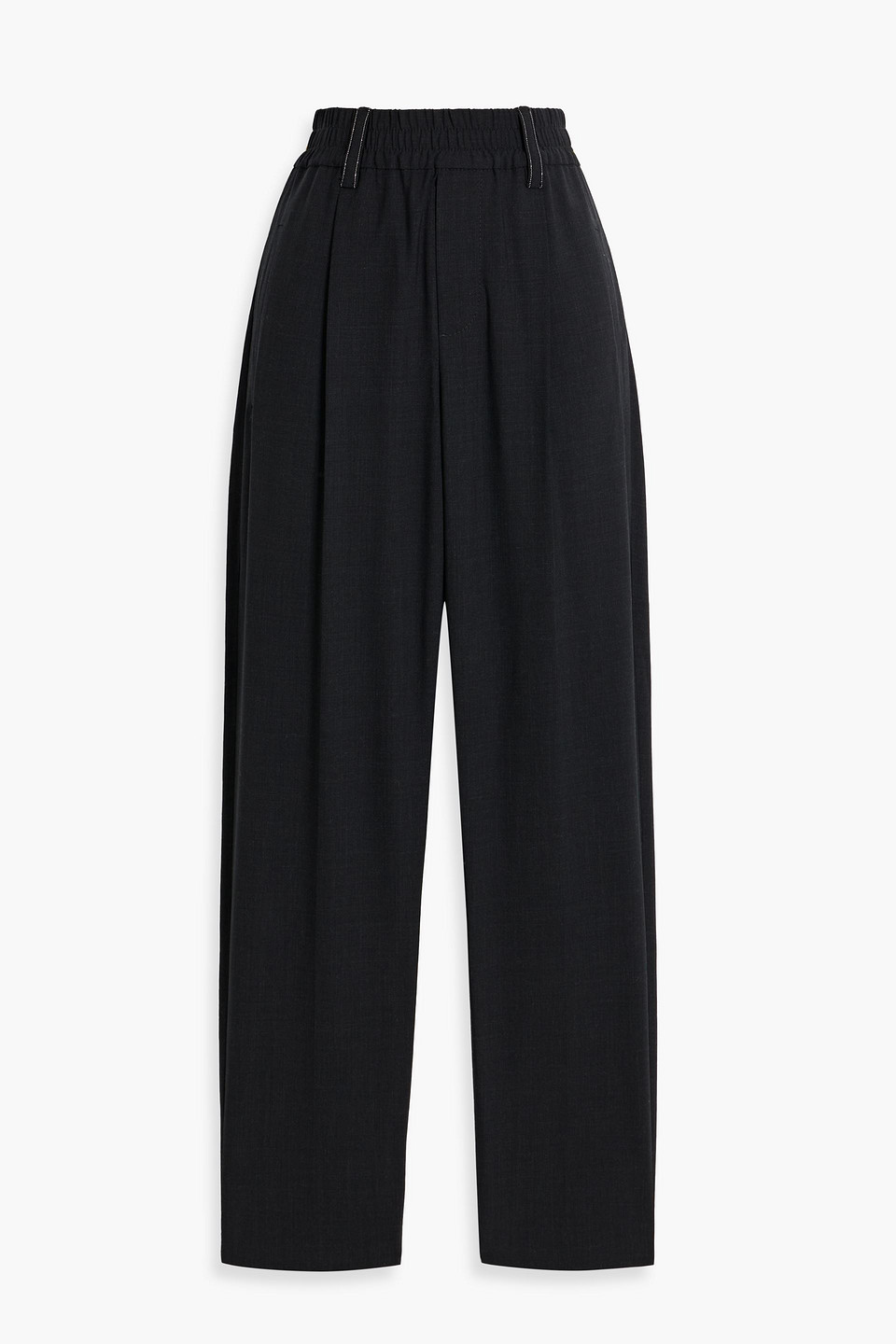 Brunello Cucinelli Bead-embellished Wool-blend Tapered Pants In Charcoal