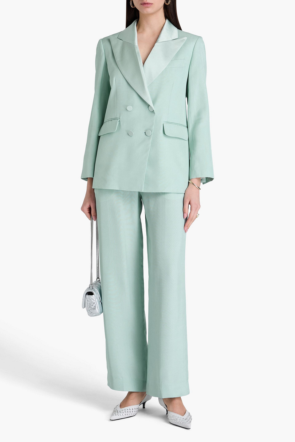  Sandro - Double-breasted Crepe Blazer - Green - Fr 40 