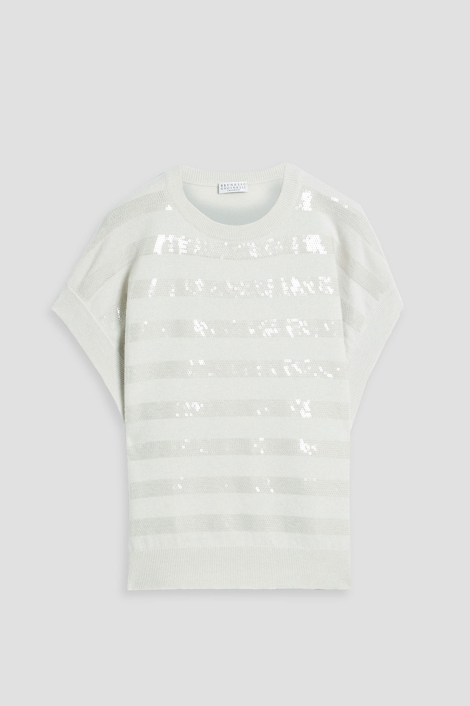 Brunello Cucinelli Sequin-embellished Cashmere Top In Neutral