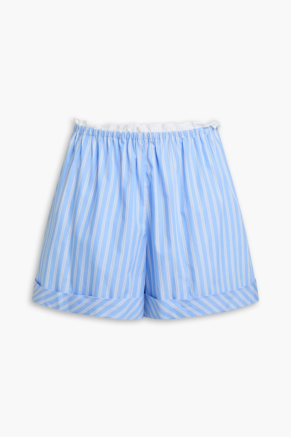 Sandro Gestreifte Shorts Aus Baumwollpopeline In Bleu