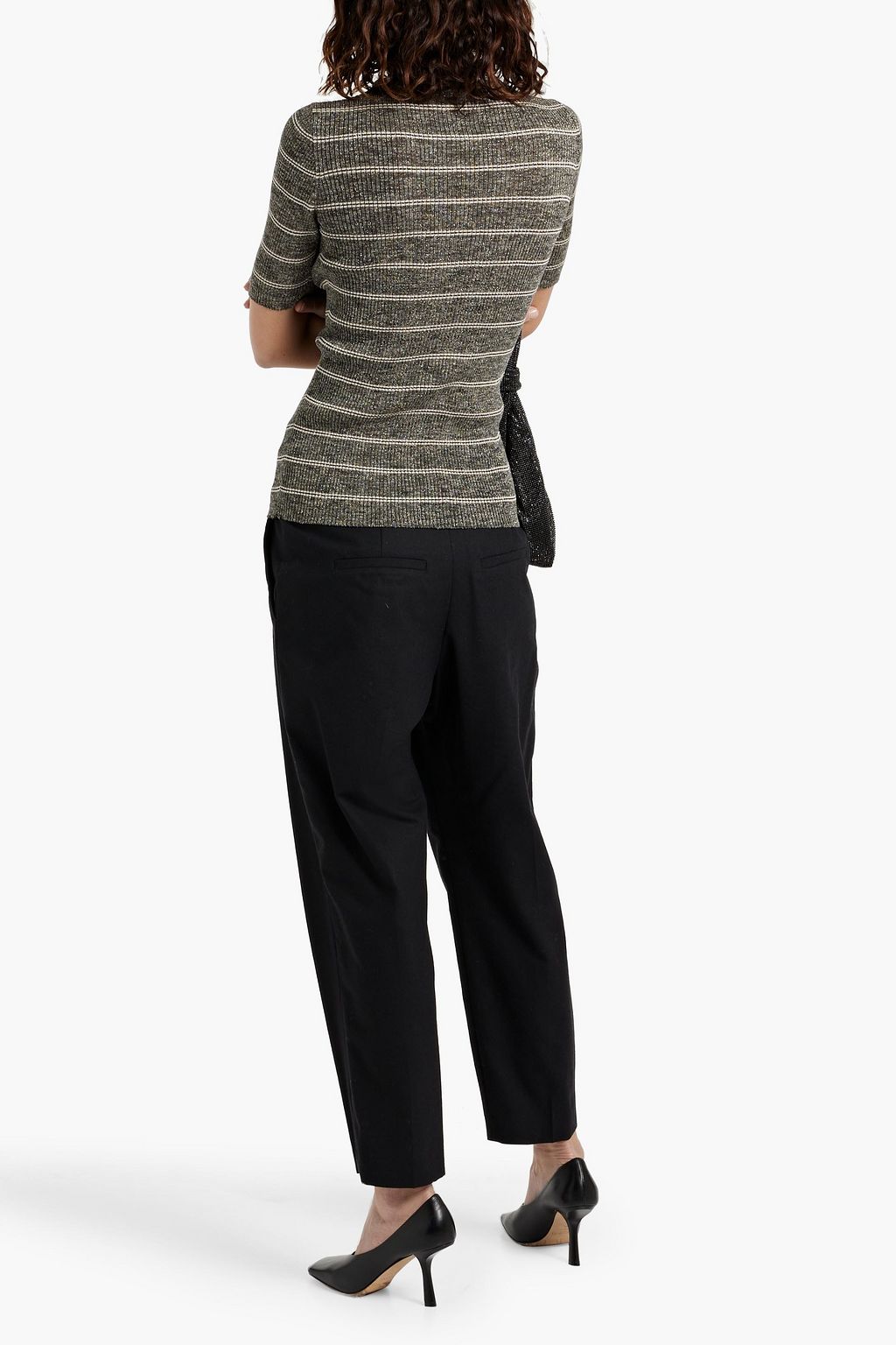 BRUNELLO CUCINELLI Metallic striped ribbed-knit top