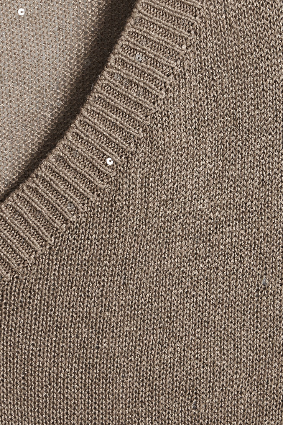 BRUNELLO CUCINELLI SEQUIN-EMBELLISHED LINEN AND SILK-BLEND SWEATER