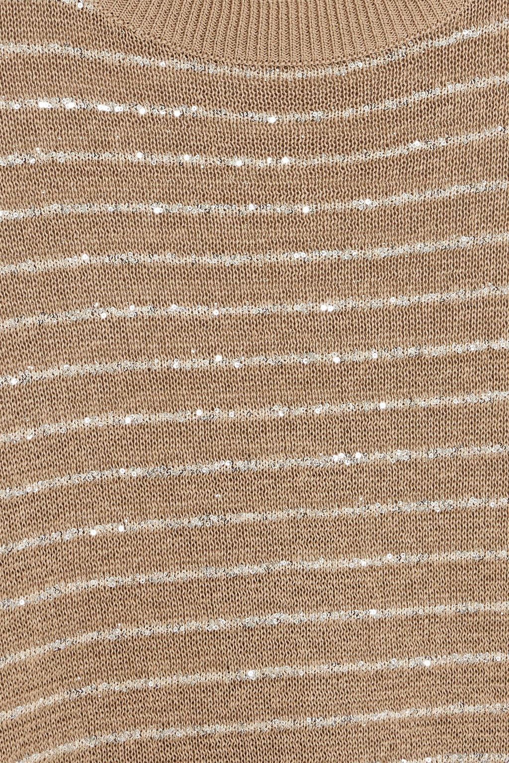 BRUNELLO CUCINELLI Sequin-embellished striped cotton sweater