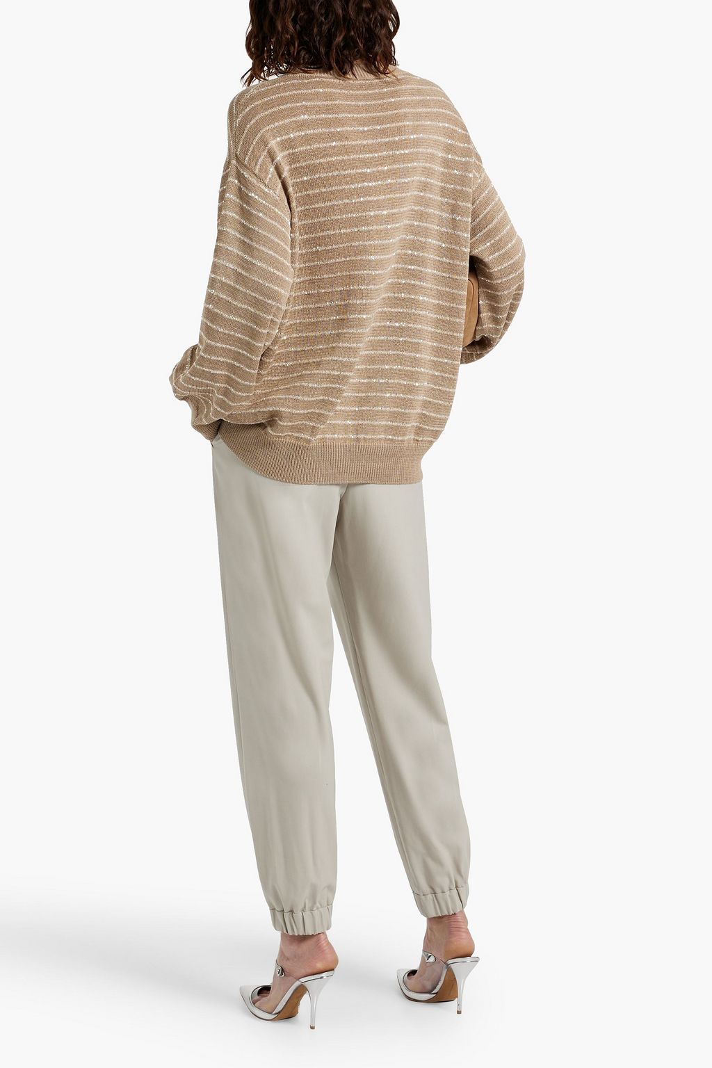 BRUNELLO CUCINELLI Sequin-embellished striped cotton sweater