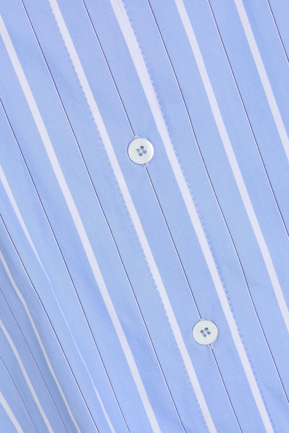 Sandro Gestreiftes Hemd Aus Baumwollpopeline Mit Spitzenbesatz Und Cut-outs In Bleu