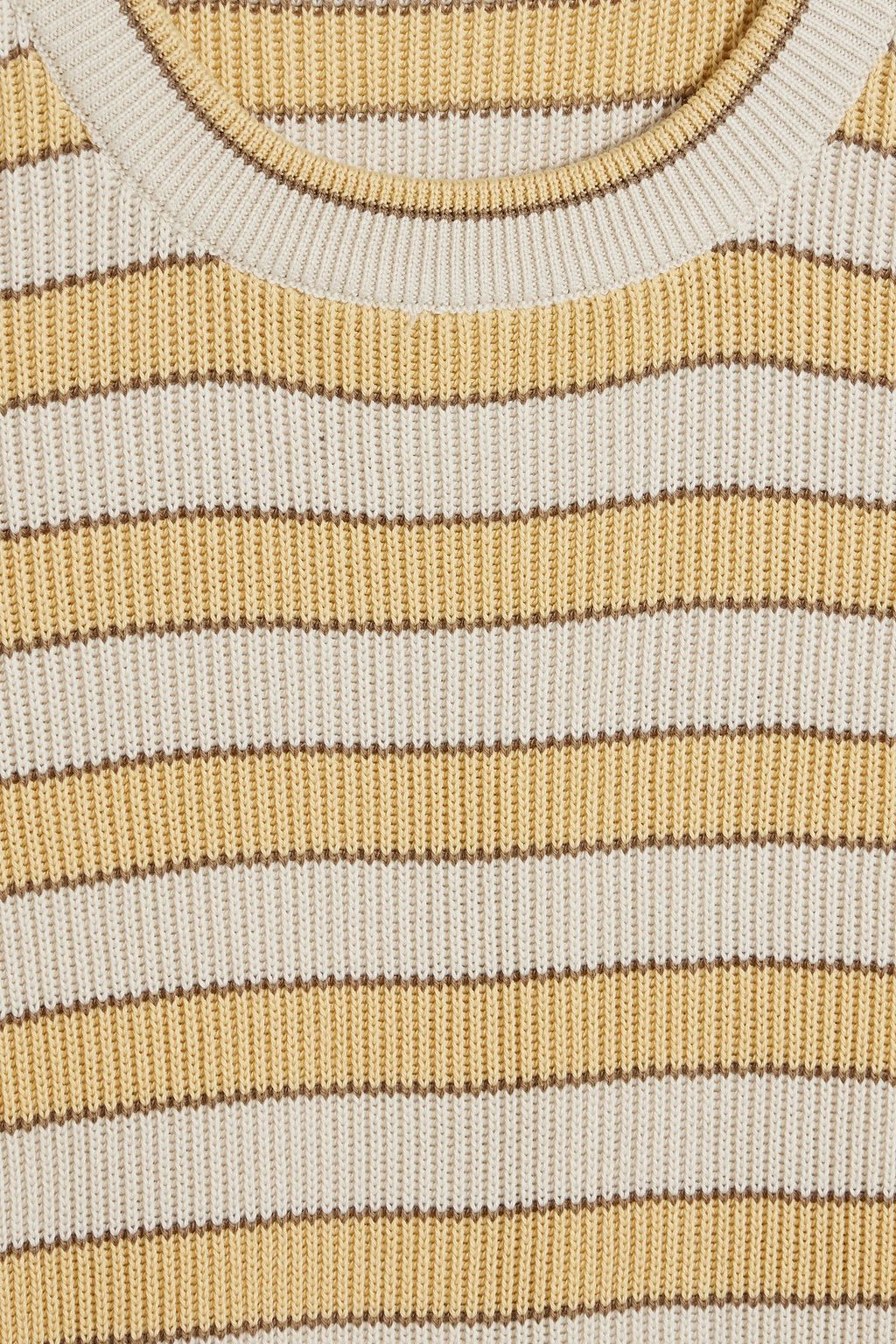 BRUNELLO CUCINELLI Bead-embellished striped ribbed cotton top