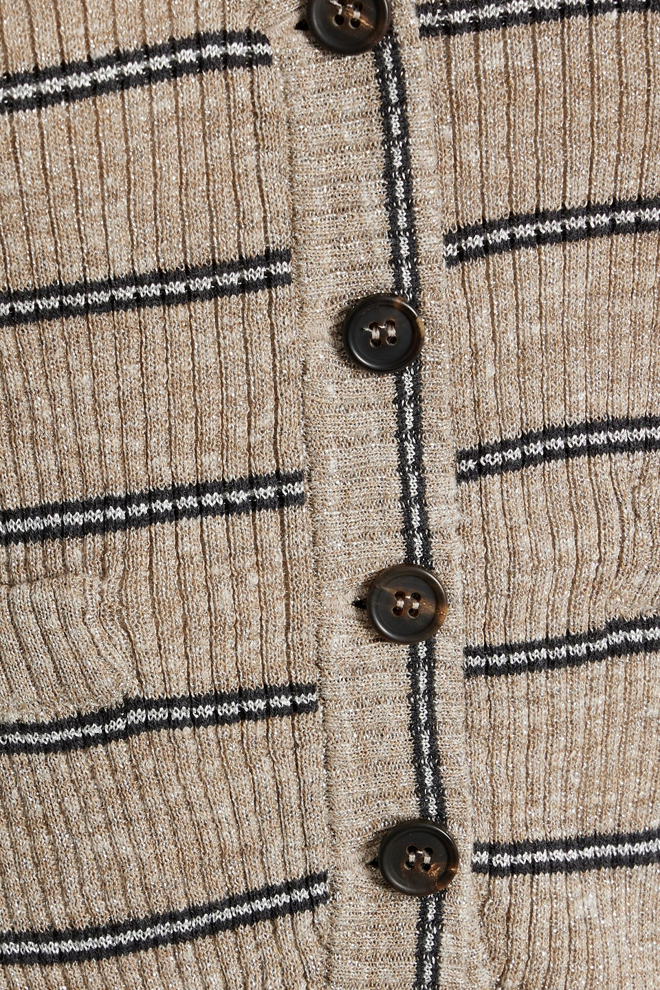 Brunello Cucinelli Metallic Striped Ribbed-knit Vest In Mushroom