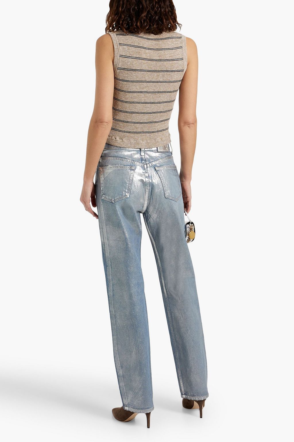 BRUNELLO CUCINELLI Metallic striped ribbed-knit vest