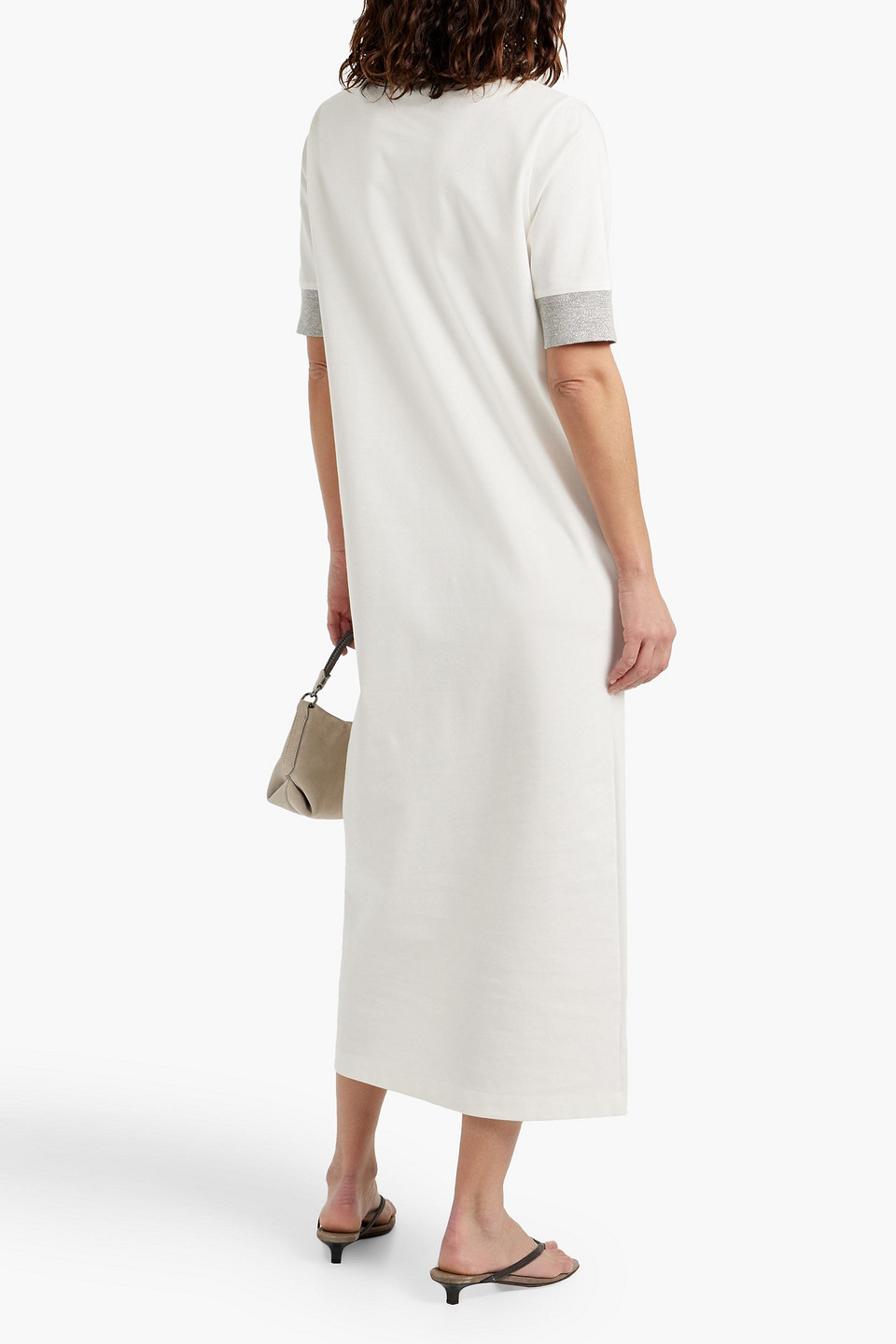 Brunello Cucinelli Stretch Cotton-blend Midi Dress In White