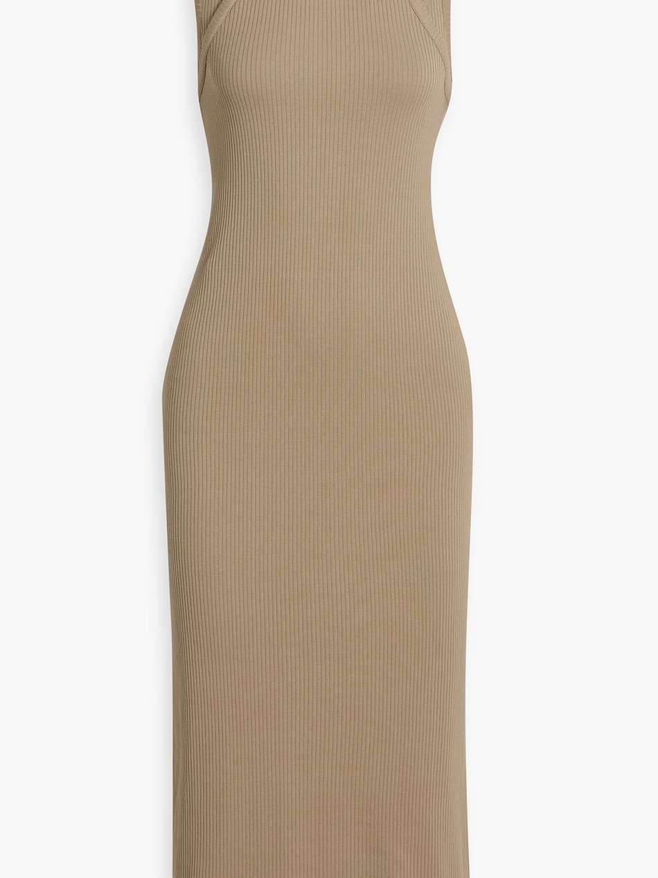 layered ribbed cotton-blend midi dress