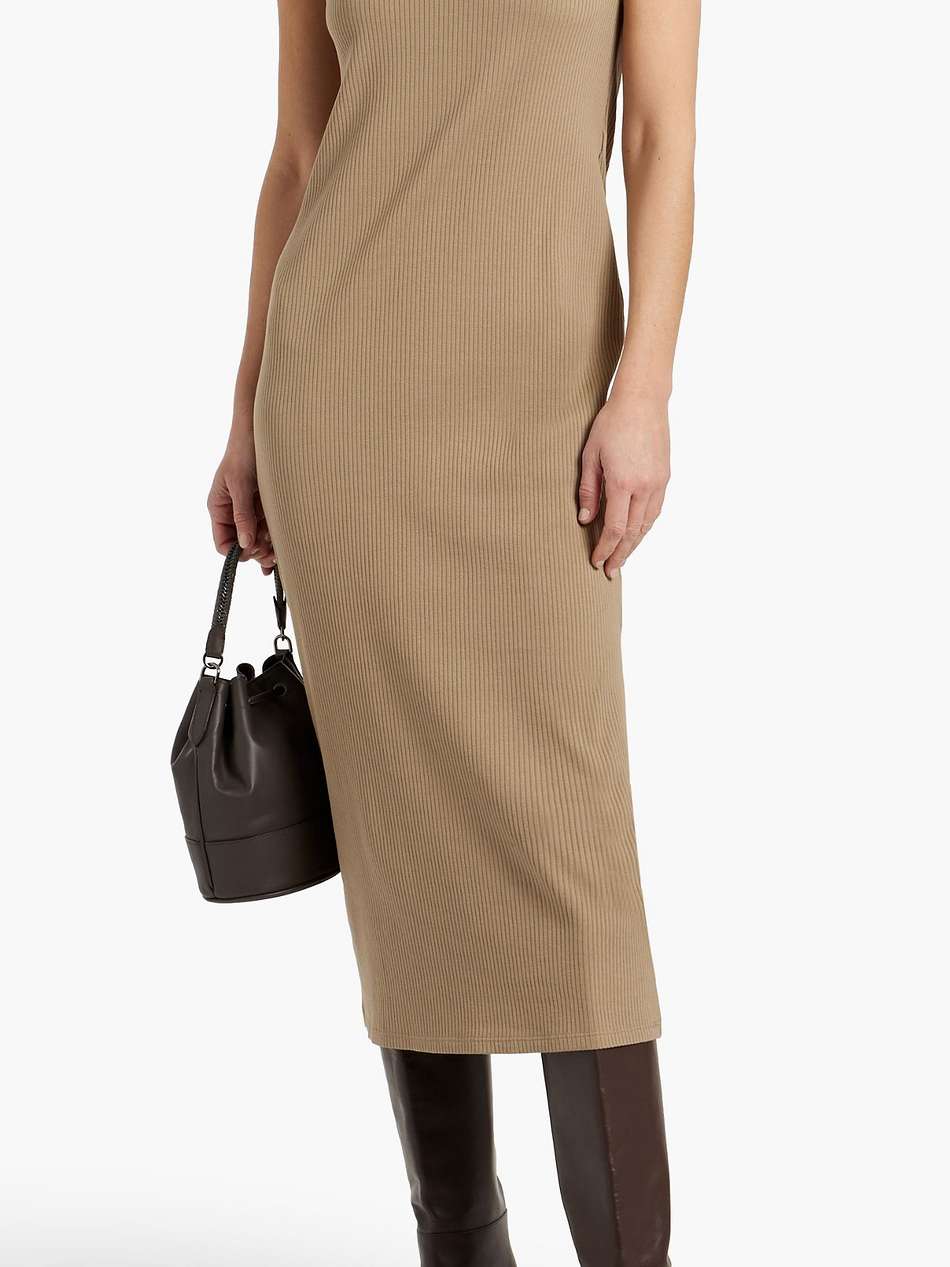 layered ribbed cotton-blend midi dress