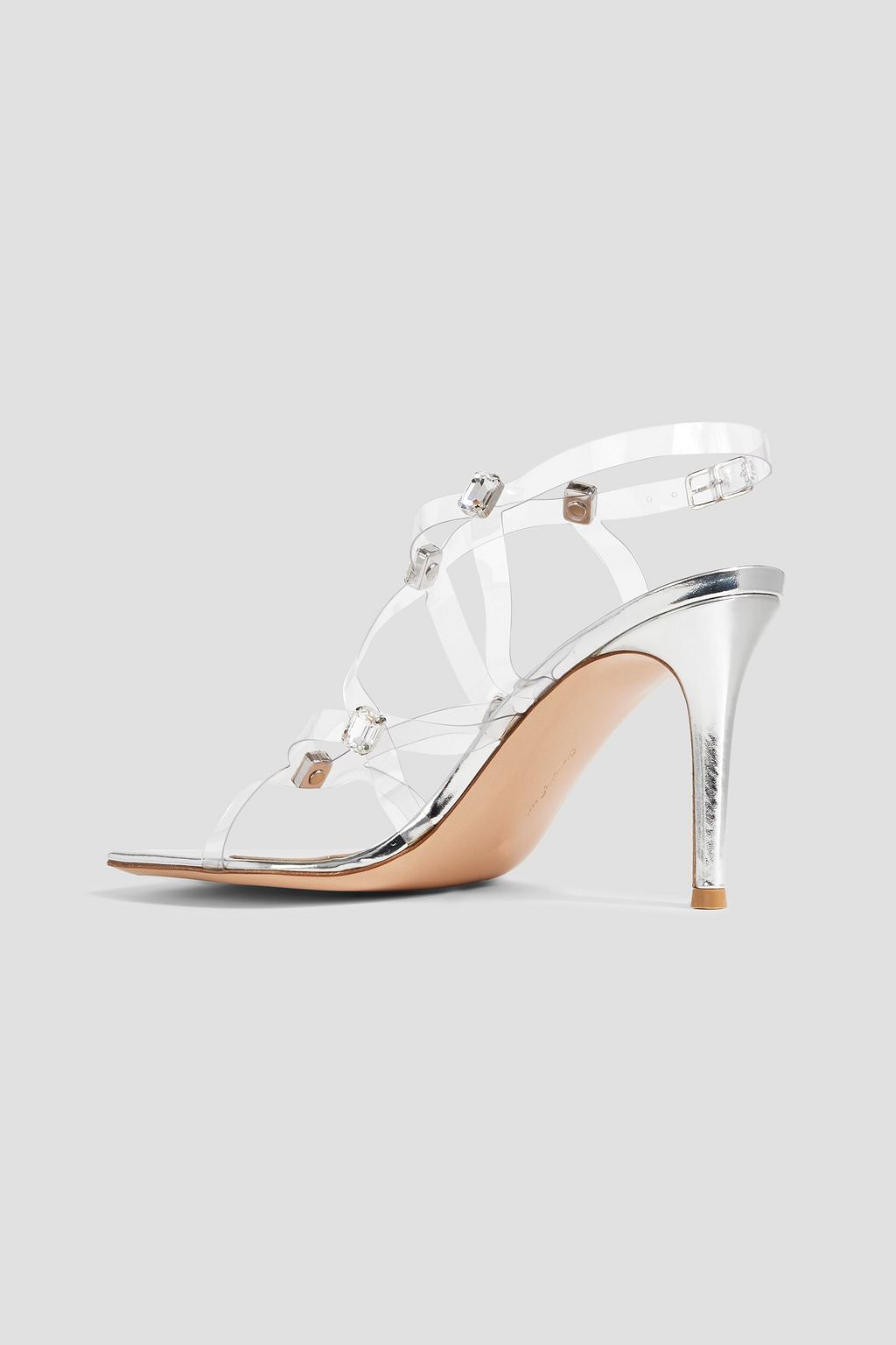 GIANVITO ROSSI Crystal-embellished mirrored leather and PVC sandals
