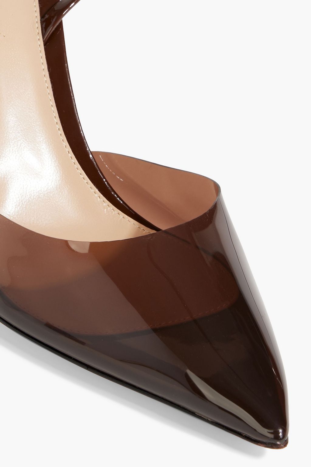 GIANVITO ROSSI Ribbon 85 PVC and patent-leather slingback pumps