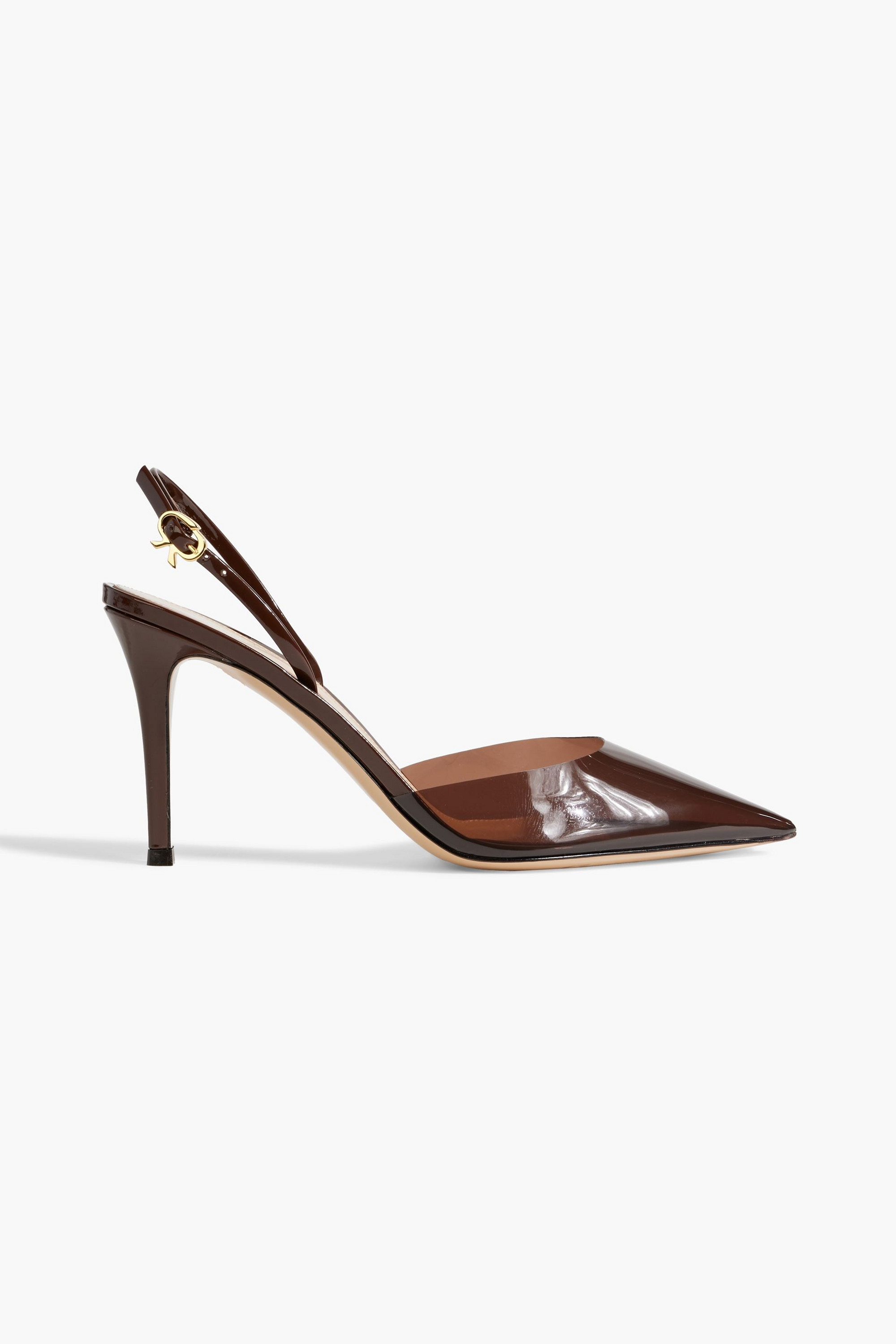 GIANVITO ROSSI - Ribbon 85 PVC and patent-leather slingback pumps