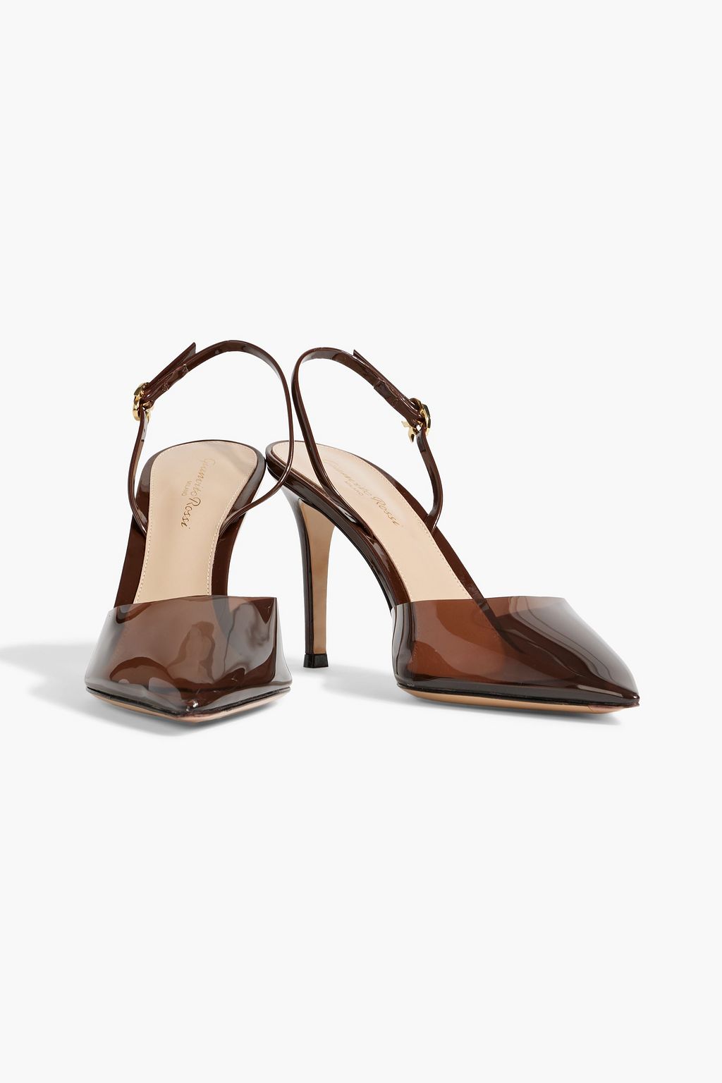 GIANVITO ROSSI Ribbon 85 PVC and patent-leather slingback pumps