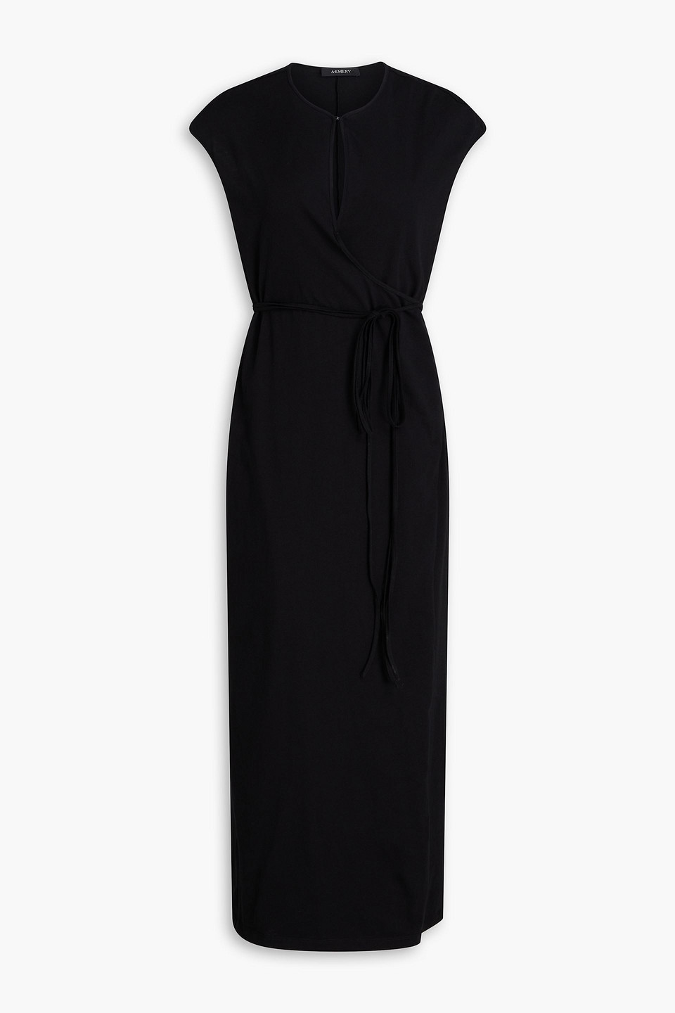 A.emery Leigh Cotton-jersey Midi Wrap Dress In Black