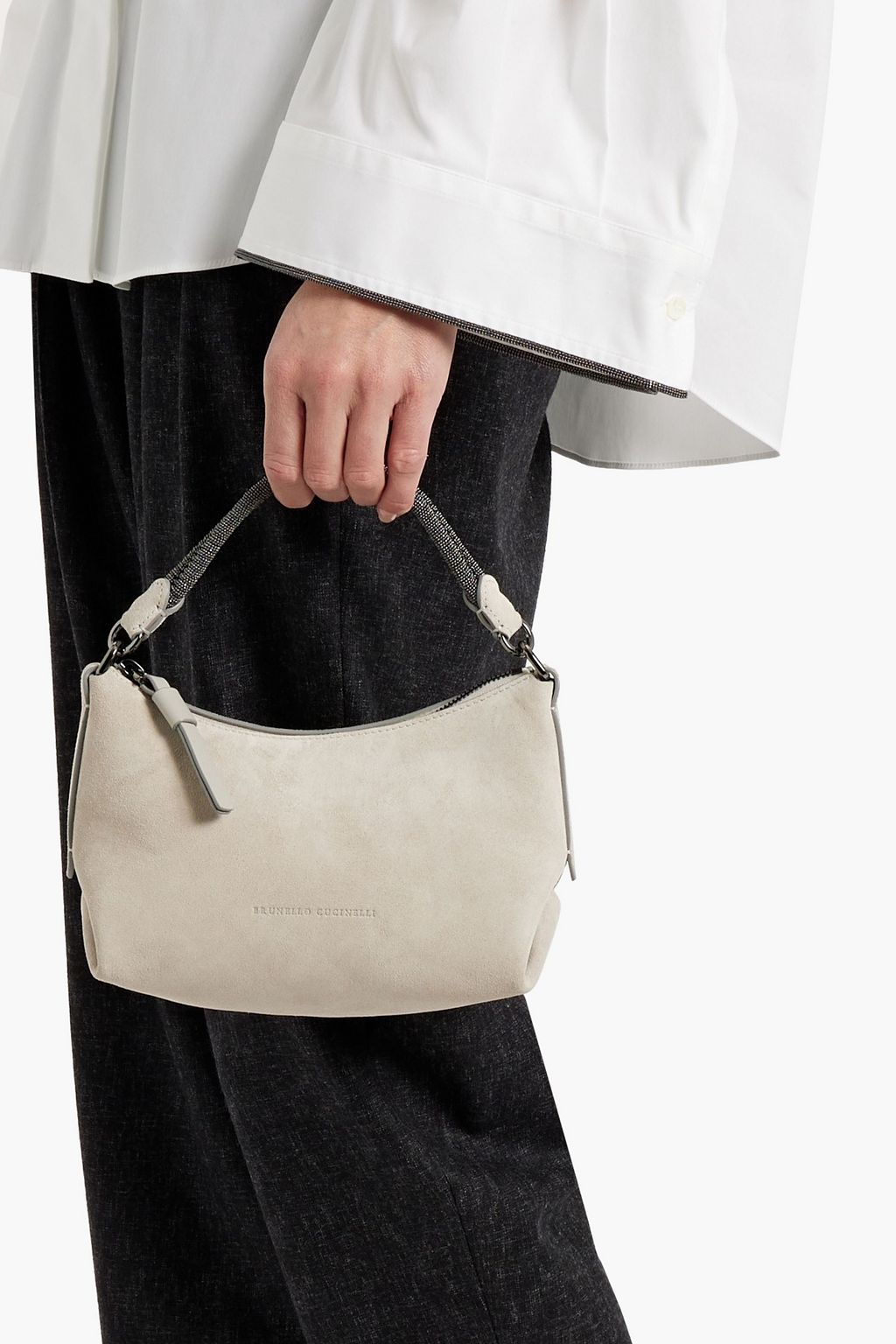 BRUNELLO CUCINELLI Bead embellishment suede tote