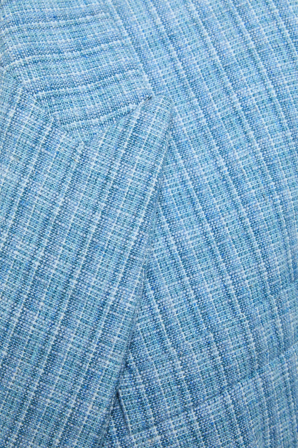 Sandro Doppelreihiger Blazer Aus Tweed Aus Einer Baumwollmischung In Bleu