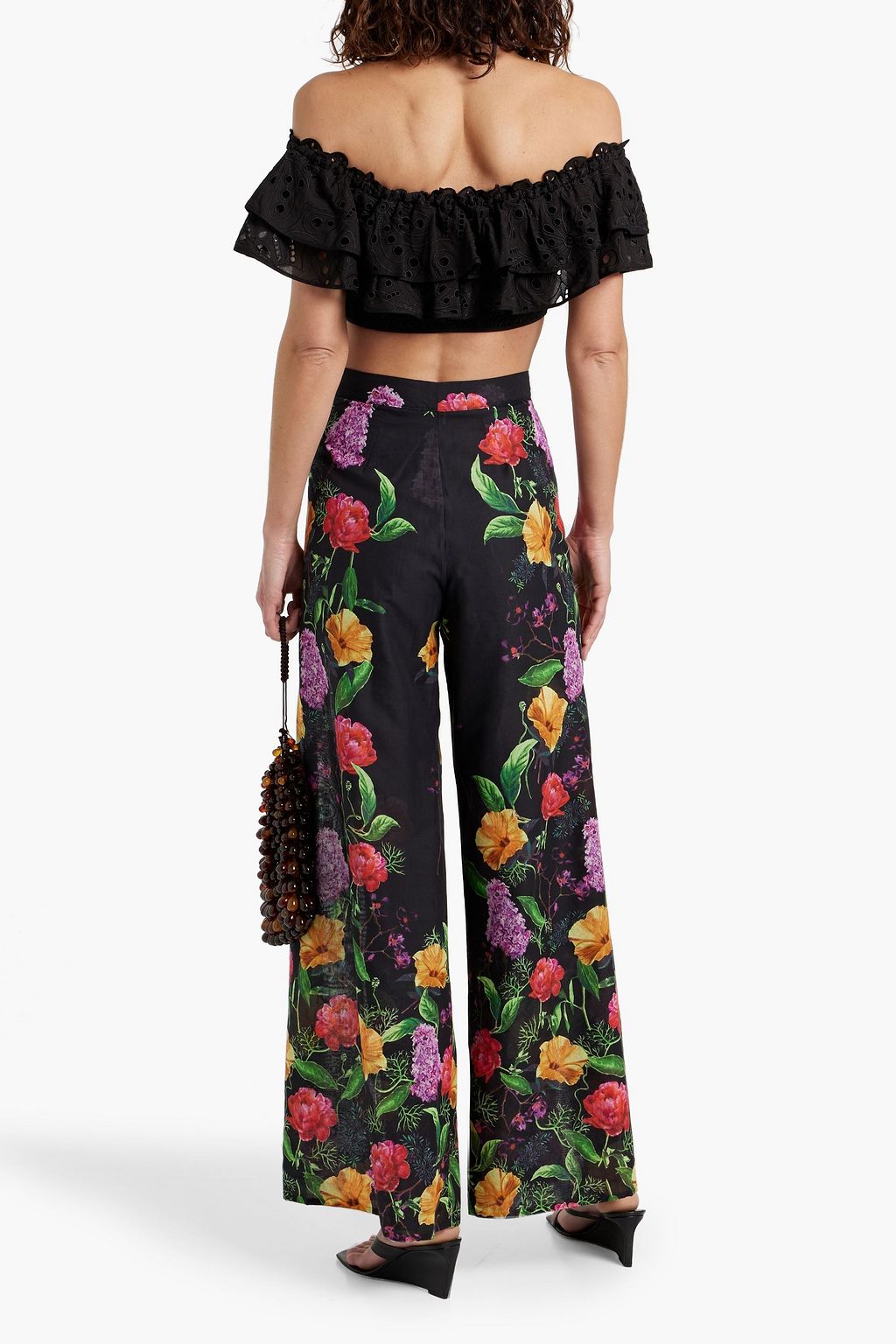 CHARO RUIZ IBIZA Clara cropped off-the-shoulder broderie anglaise cotton-blend top