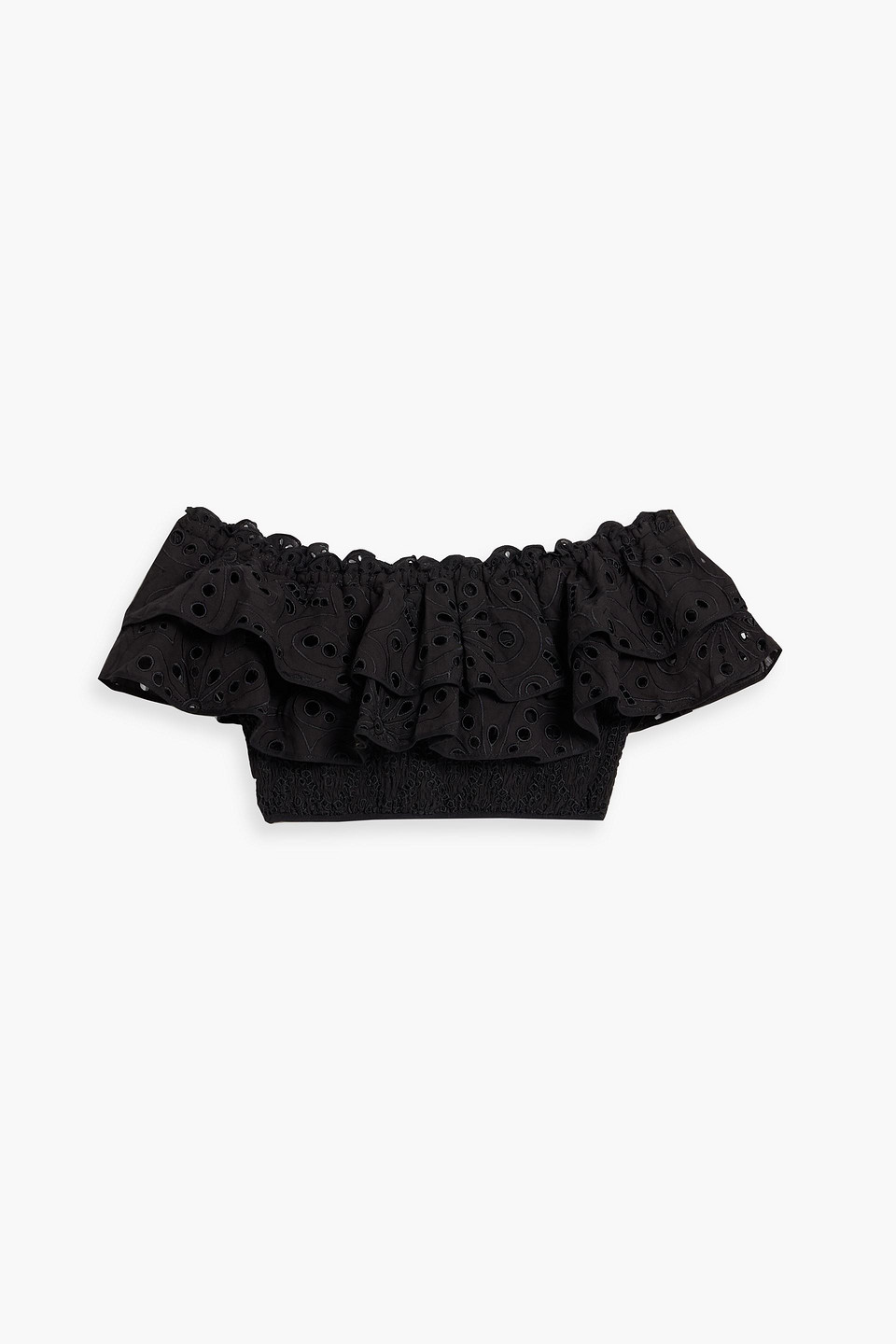 Charo Ruiz Off-the-shoulder Cropped Broderie Anglaise Cotton-blend Top In Black