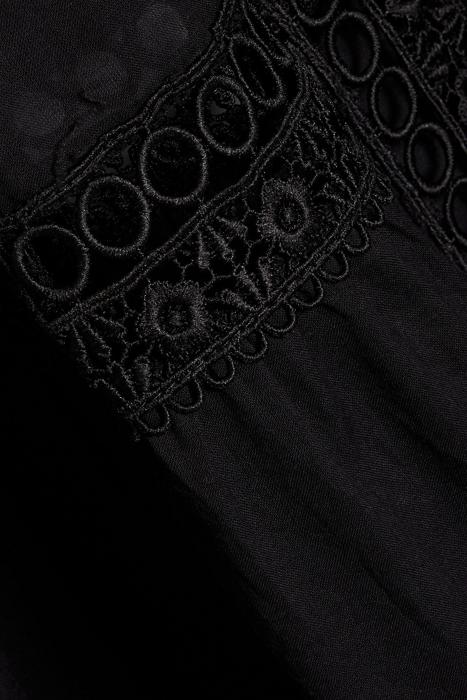 Shop Charo Ruiz Guipure-lace Trimmed Cotton-blend Voile Kaftan In Black