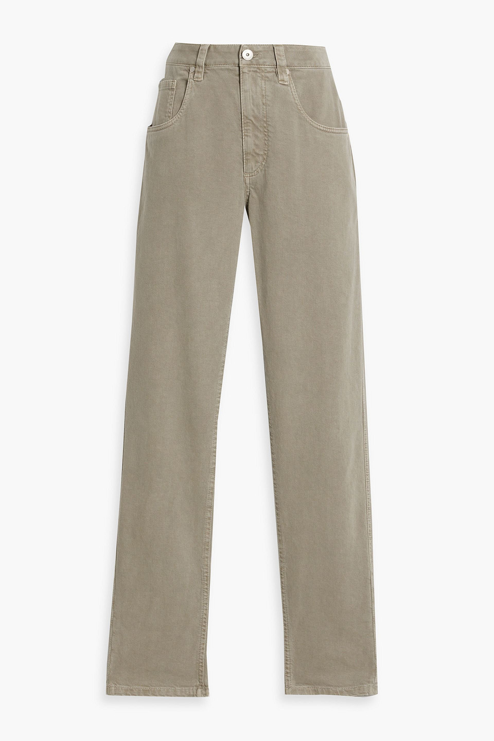 Bead-embellished high-rise tapered jeans
