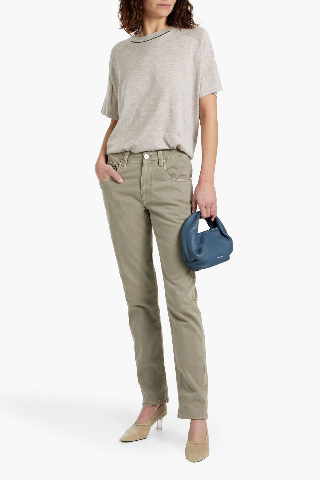 BRUNELLO CUCINELLI Bead-embellished high-rise tapered jeans