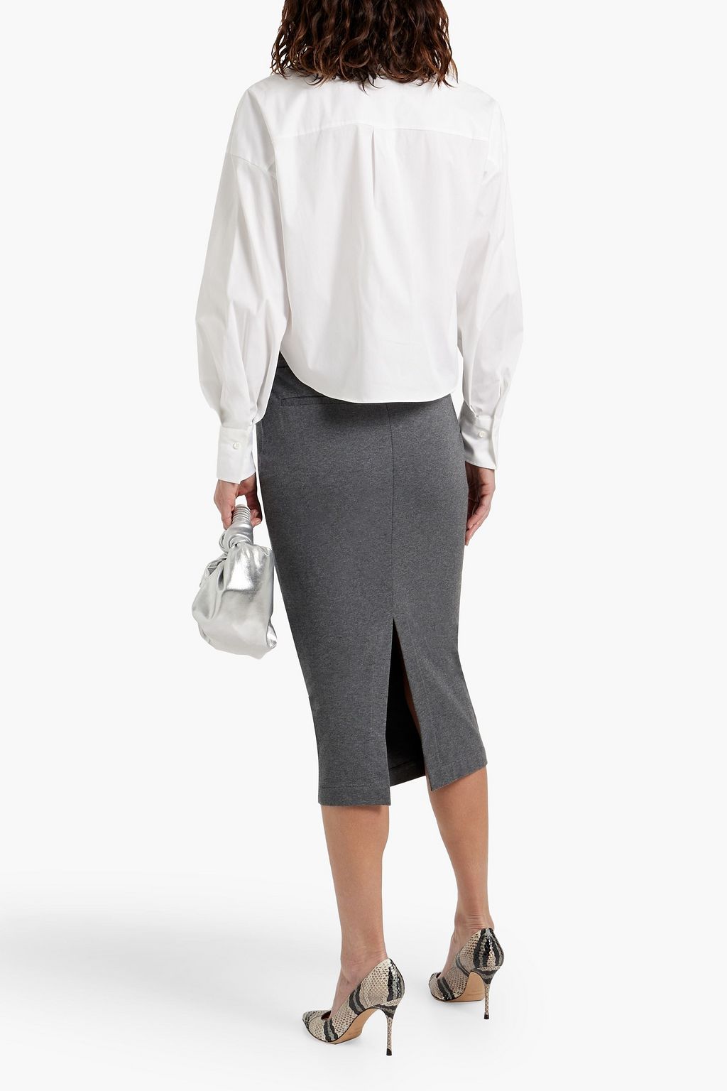 BRUNELLO CUCINELLI French cotton-blend terry midi skirt