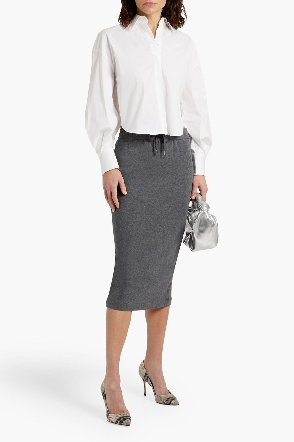 BRUNELLO CUCINELLI French cotton-blend terry midi skirt