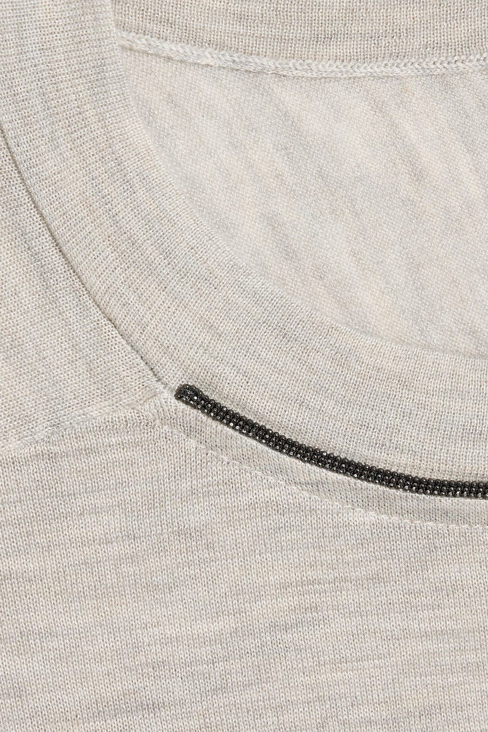 Brunello Cucinelli Bead-embellished Cashmere And Silk-blend Sweater In Stone