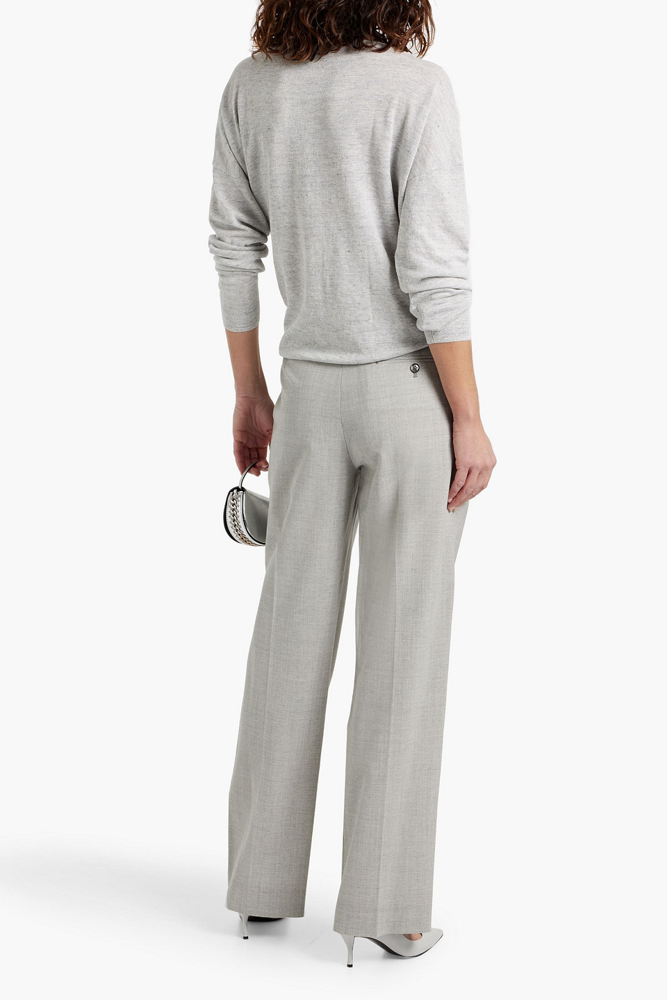 BRUNELLO CUCINELLI SEQUIN-EMBELLISHED STRIPED LINEN AND COTTON-BLEND SWEATER