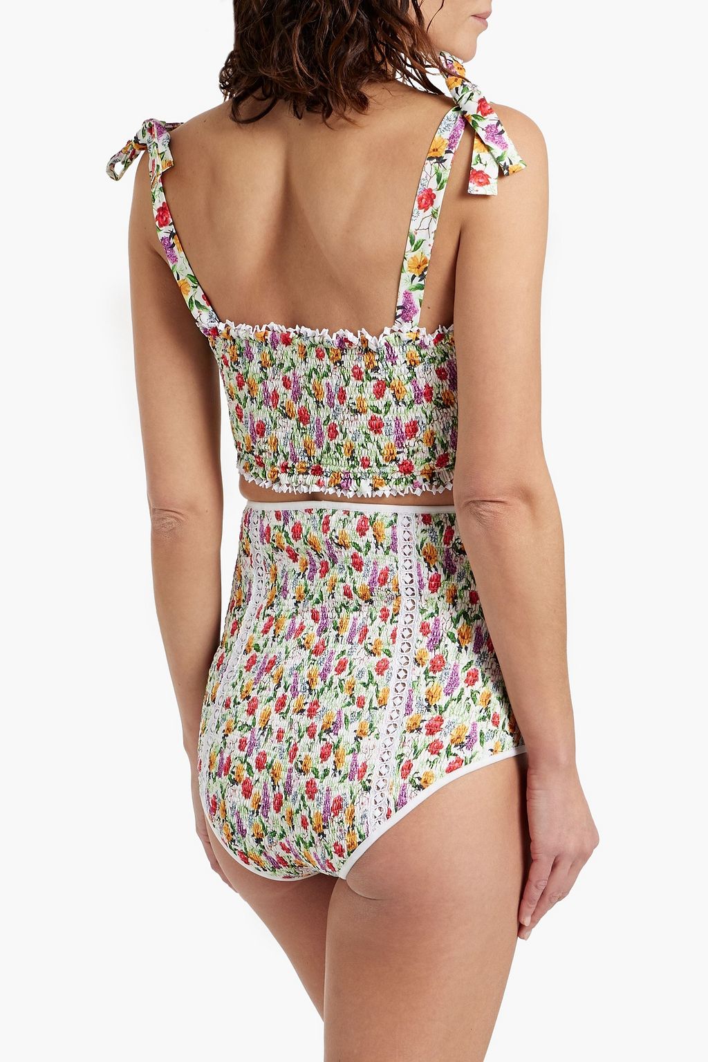 CHARO RUIZ IBIZA Kany shirred floral-print bikini briefs