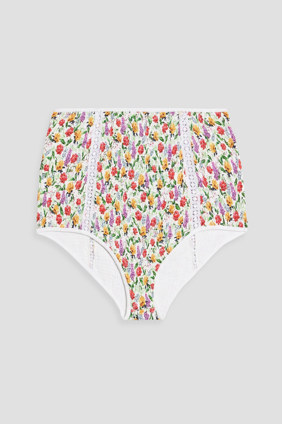 Charo Ruiz Kany Shirred Floral-print Bikini Briefs In Multi