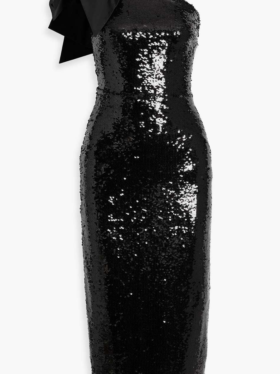 bader one-shoulder bow-detailed sequined stretch-tulle midi dress