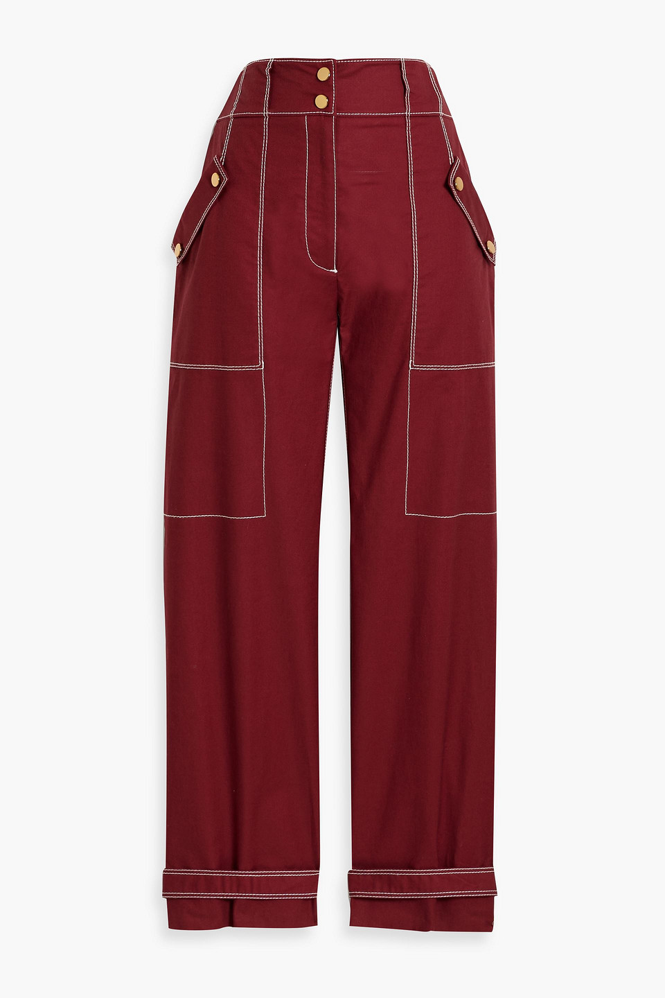 Veronica Beard Sigrid Cropped Cotton-blend Twill Straight-leg Pants In Brick