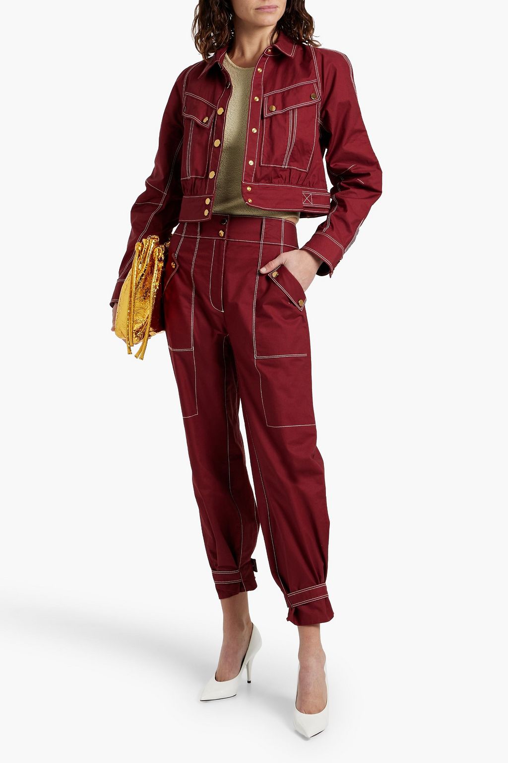 VERONICA BEARD Sigrid cropped cotton-blend twill straight-leg pants