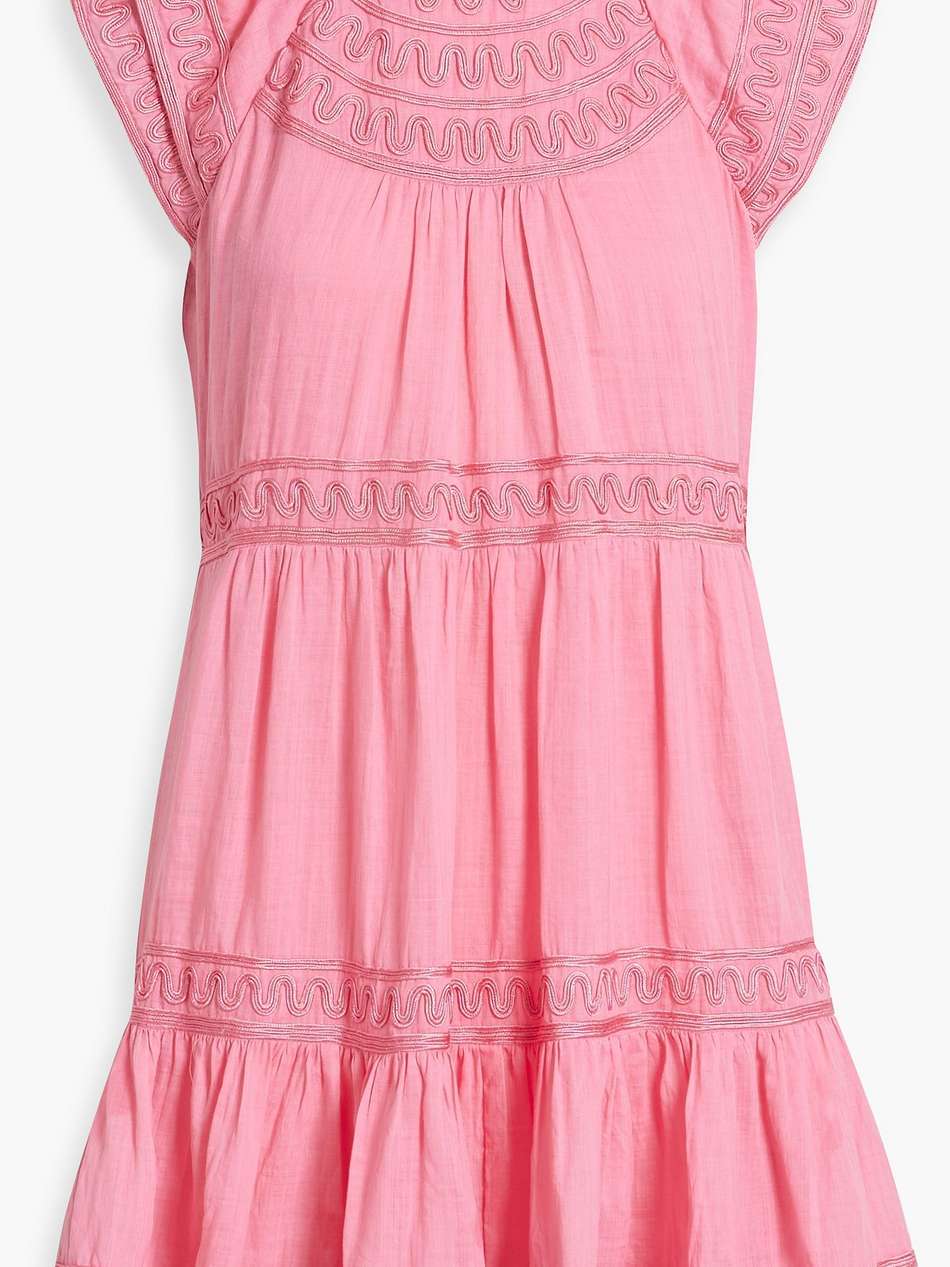 keely tiered embroidered ramie-gauze mini dress