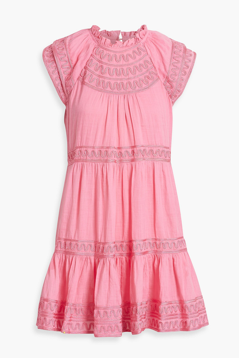 Keely tiered embroidered ramie-gauze mini dress