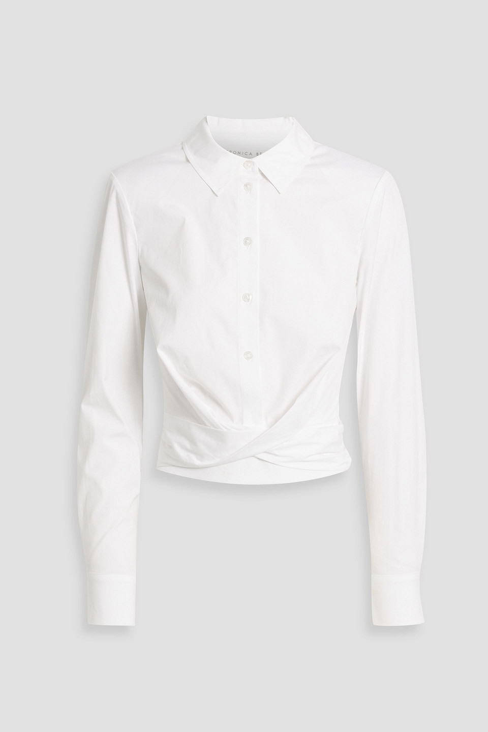 Veronica Beard Veroy Cropped Twisted Cotton-blend Poplin Shirt In White