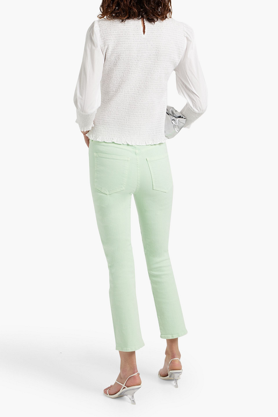 Veronica Beard Carly High-rise Kick-flare Jeans In Light Green