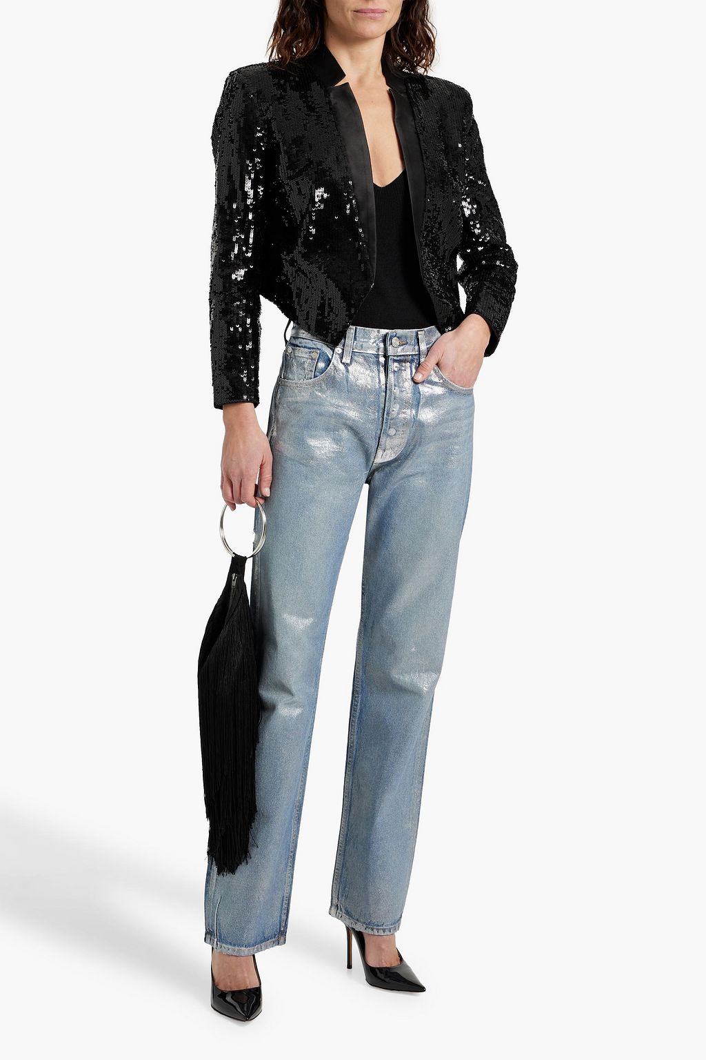 VERONICA BEARD Delony cropped sequined cotton-blend tulle jacket