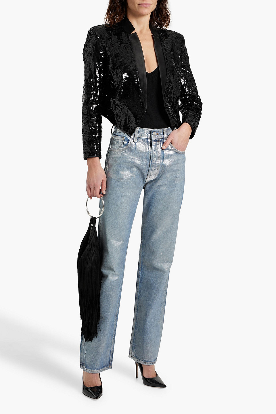 VERONICA BEARD DELONY CROPPED SEQUINED COTTON-BLEND TULLE JACKET