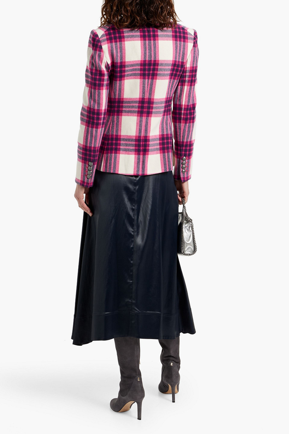 VERONICA BEARD CUTAWAY DICKEY CHECKED WOOL-BLEND BLAZER